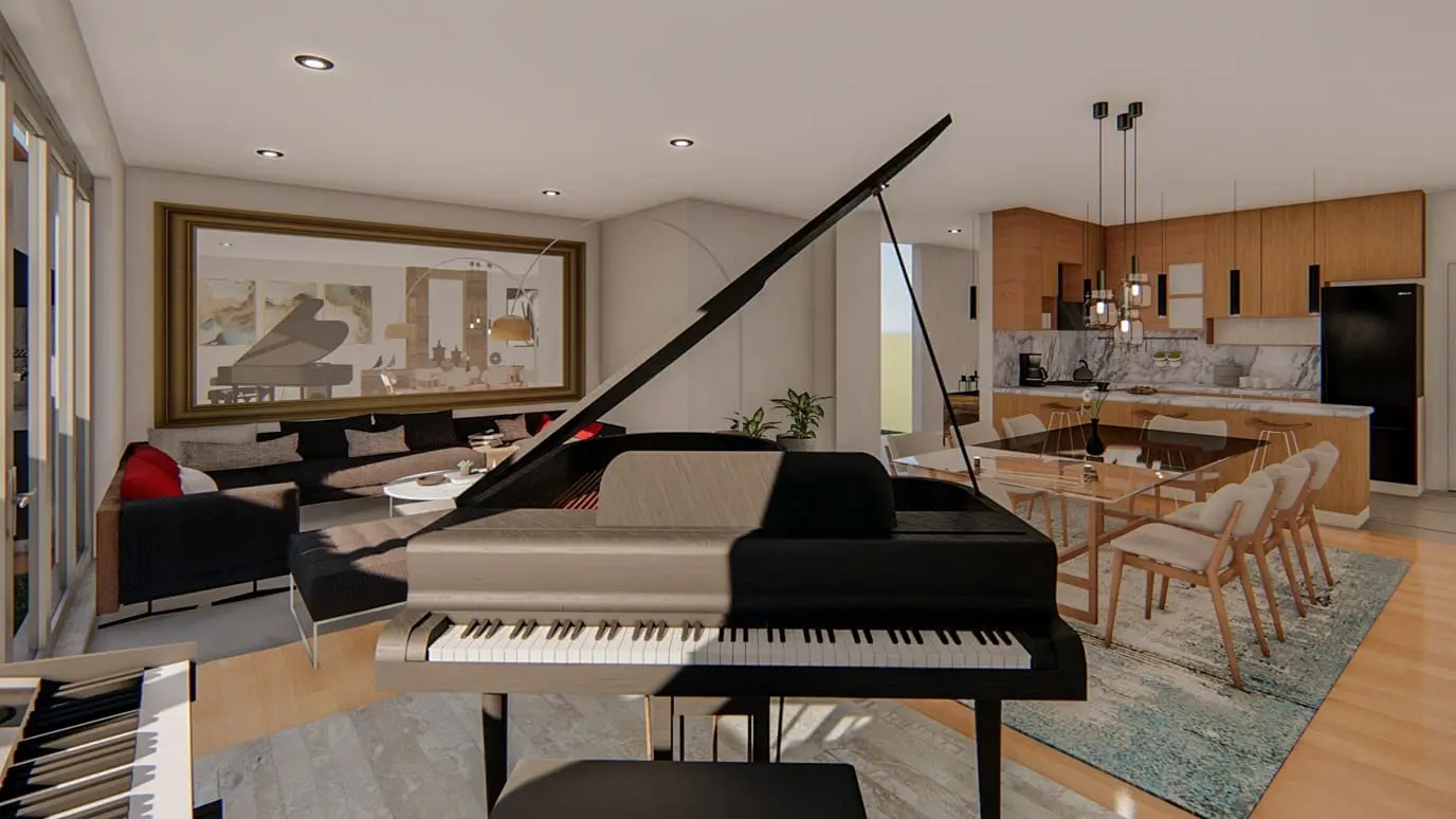 sala con 2 muebles en terraza, uno en forma de L y otro para una persona