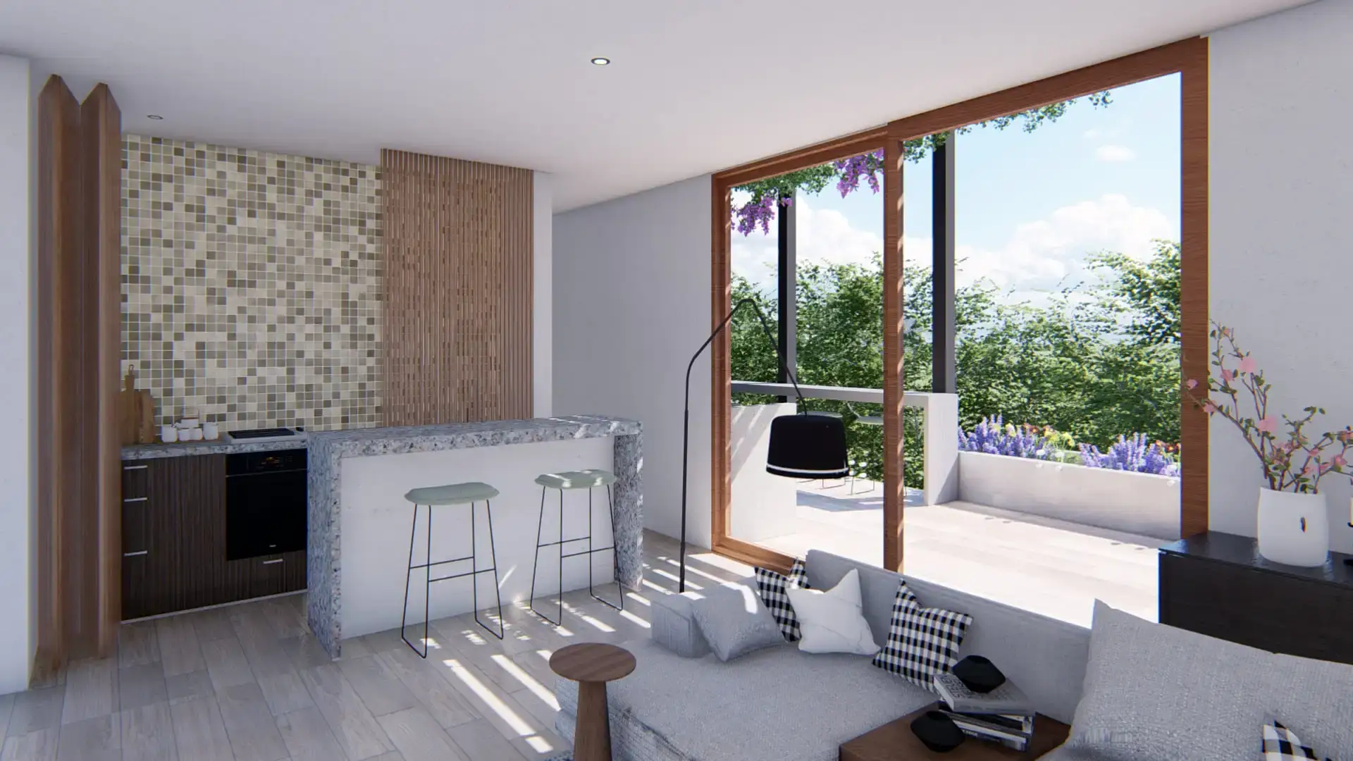 sala con cocina minalista